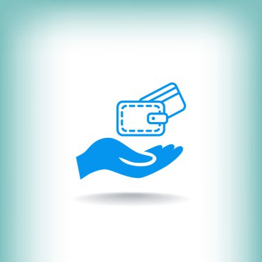 m-cüzdan ve el web simgesi. 