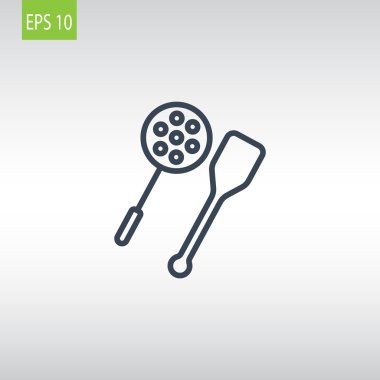 oluklu kaşık ve tahta spatula simgesi