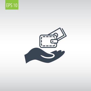 m-cüzdan ve el web simgesi. 