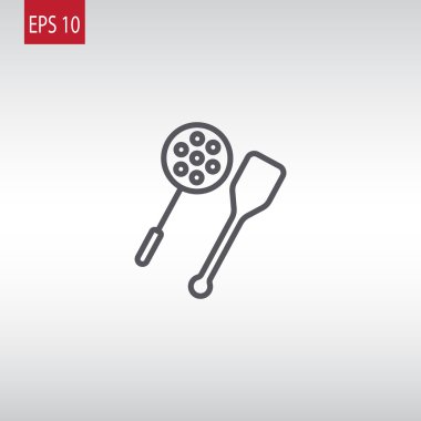oluklu kaşık ve tahta spatula simgesi