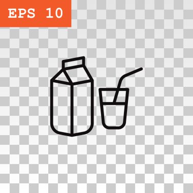 süt cam ve paket simgesi