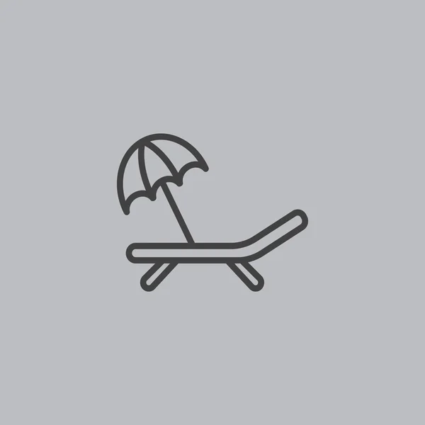 Cama de praia e ícone guarda-chuva — Vetor de Stock