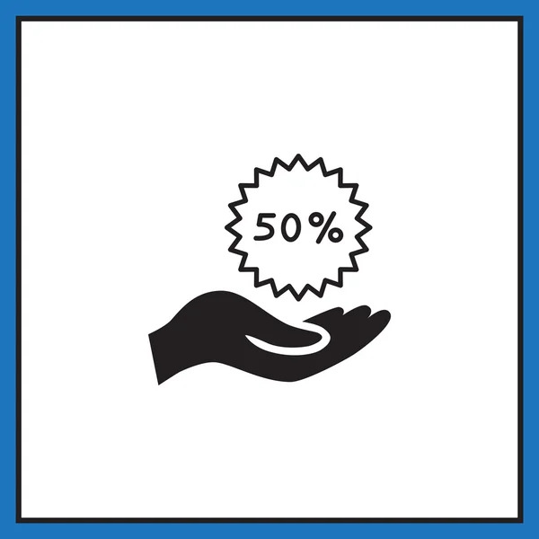 Mano sostiene 50% icono de etiqueta — Vector de stock