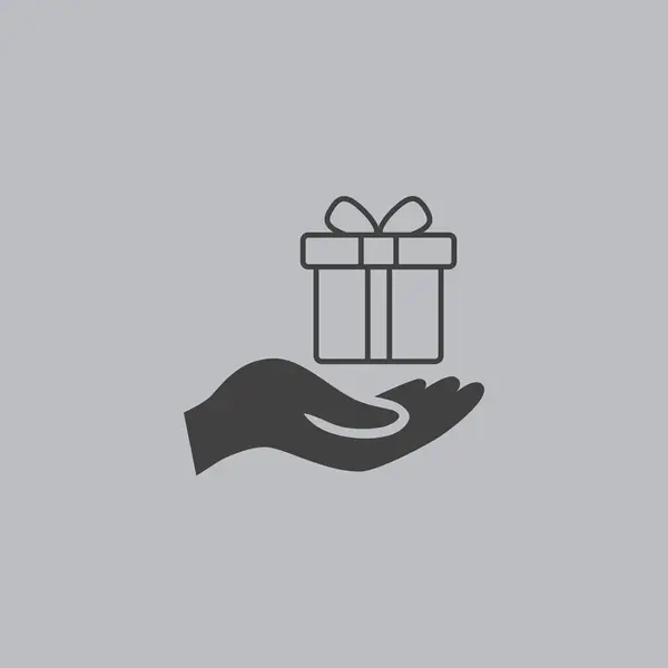 Icono de caja de regalo de mano — Vector de stock