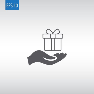 Hediye kutusu simgesi tutan el