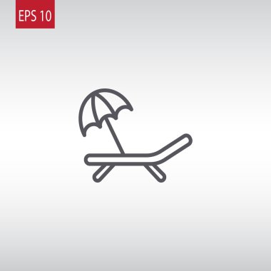 plaj yatak ve şemsiye simgesi