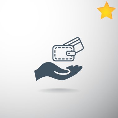 m-cüzdan ve el web simgesi. 