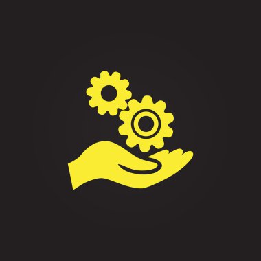 Dişli tekerlekli mekanizma el simgesi
