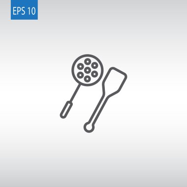 oluklu kaşık ve tahta spatula simgesi