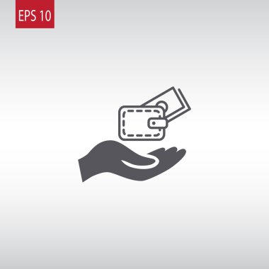 m-cüzdan ve el web simgesi. 