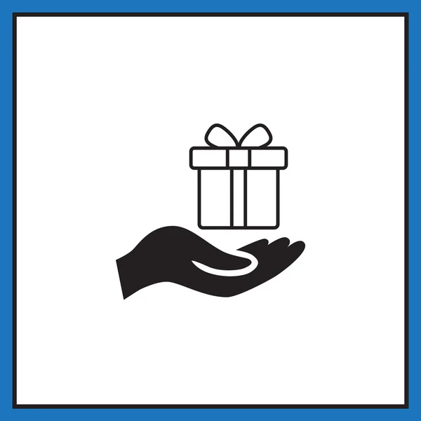 Hand hält Geschenk-Box-Symbol — Stockvektor