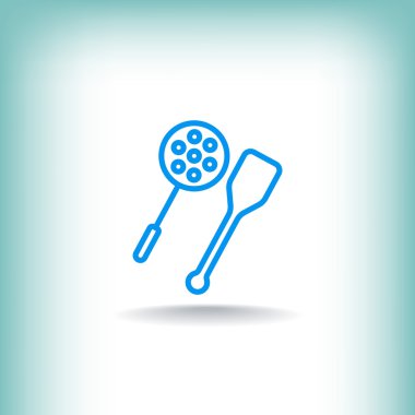 oluklu kaşık ve tahta spatula simgesi