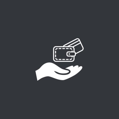 m-cüzdan ve el web simgesi. 