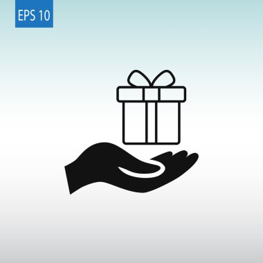Hediye kutusu simgesi tutan el