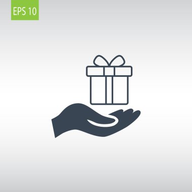 Hediye kutusu simgesi tutan el