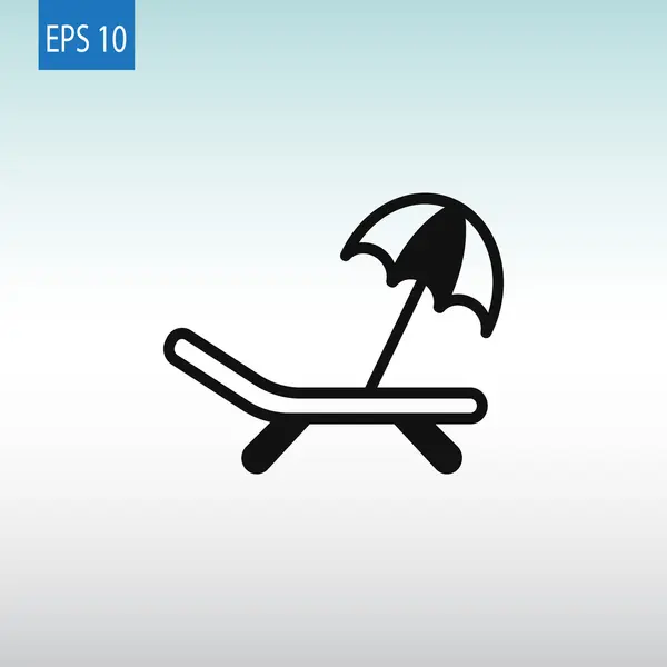 Beach bed and umbrella icon — стоковый вектор