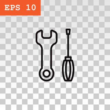 İngiliz anahtarı ve tornavida simgesi