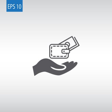 m-cüzdan ve el web simgesi. 