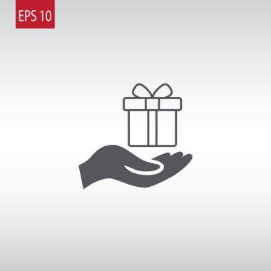 Hediye kutusu simgesi tutan el