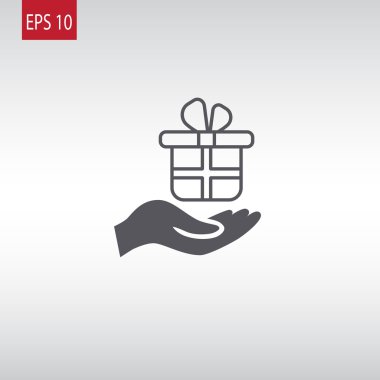 Hediye kutusu simgesi tutan el