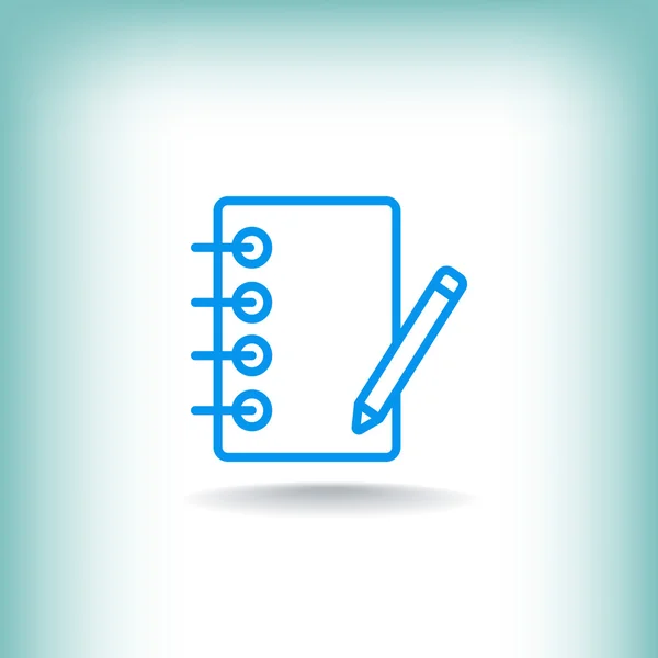 Cuaderno con icono de pensil — Vector de stock