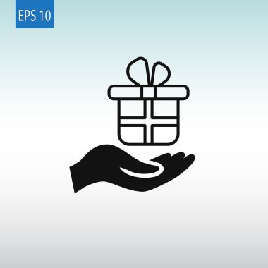 Hediye kutusu simgesi tutan el