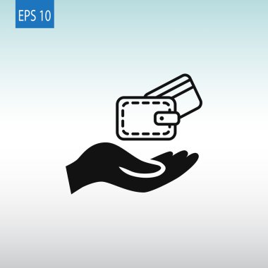 m-cüzdan ve el web simgesi. 