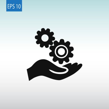 Dişli tekerlekli mekanizma el simgesi