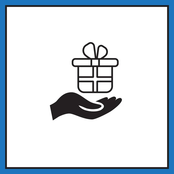 Icono de caja de regalo de mano — Vector de stock