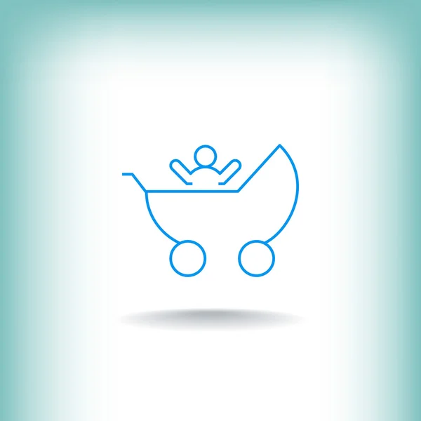 Kinderwagen met baby pictogram — Stockvector