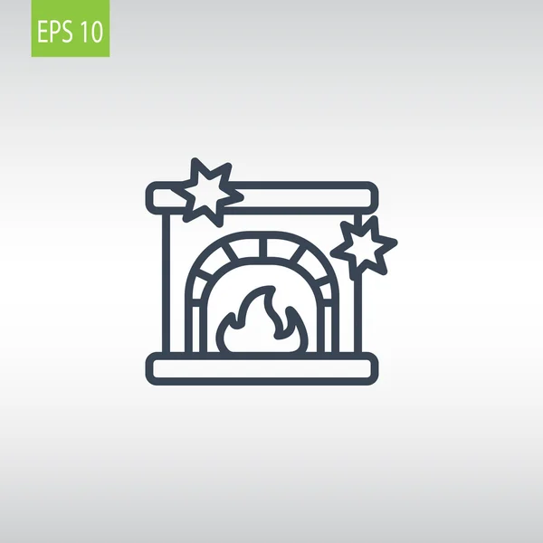 Christmas fireplace icon — Stock Vector