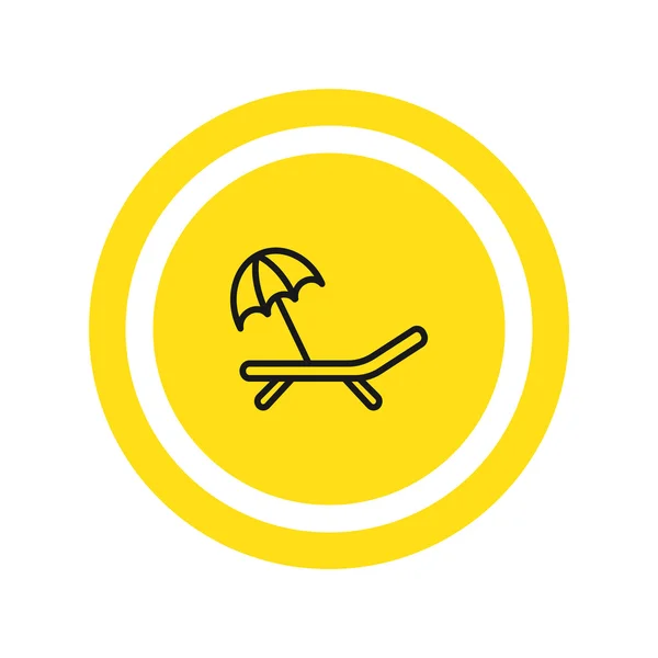 Beach bed and umbrella icon — Stock Vector