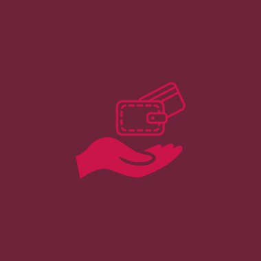 m-cüzdan ve el web simgesi. 