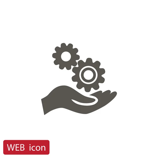 Fogaskerekek mechanizmus kéz ikon — Stock Vector