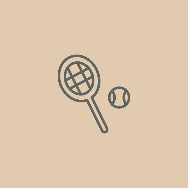 Tennis racket with ball sign icon