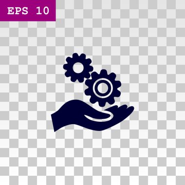 Dişli tekerlekli mekanizma el simgesi