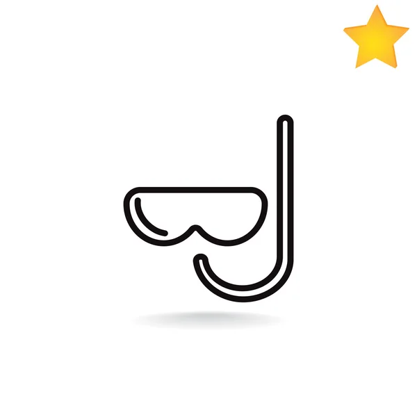 Duiker-pictogram voor snorkel- en masker, — Stockvector