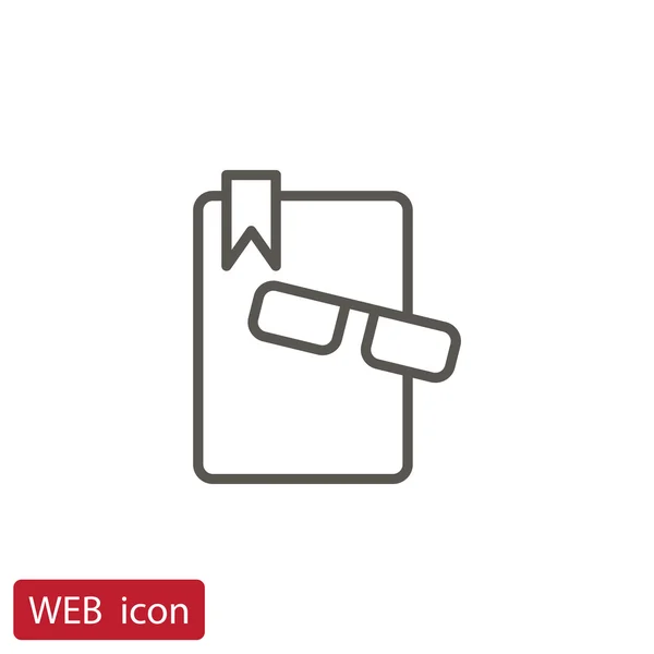 Libro y gafas icono — Vector de stock