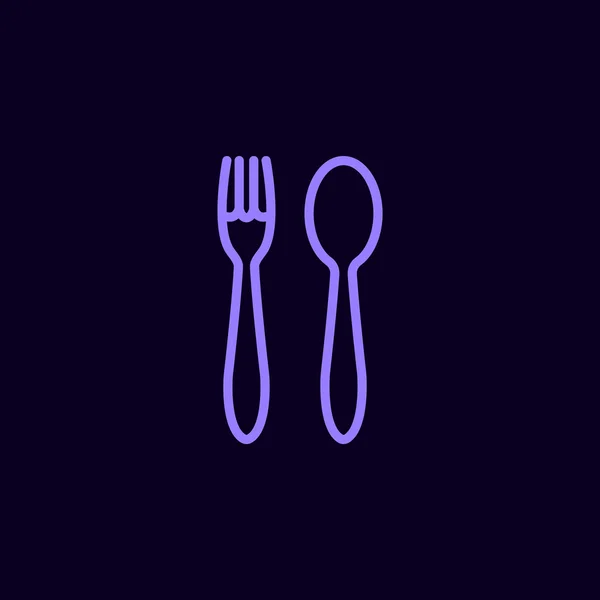 Tenedor y cuchara icono plano — Vector de stock