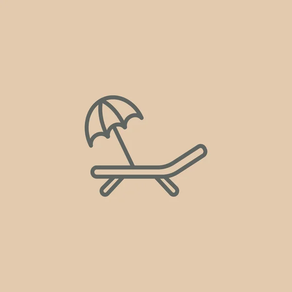 Chaise longue avec icône de parapluie — Image vectorielle