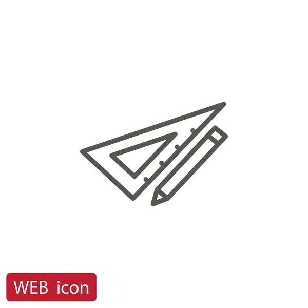 Lápiz y regla icono — Vector de stock