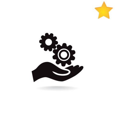 Dişli tekerlekli mekanizma el simgesi