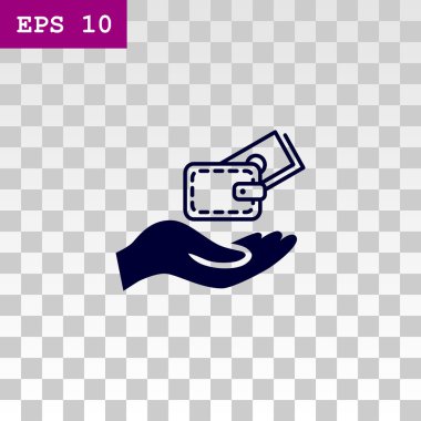 m-cüzdan ve el web simgesi. 