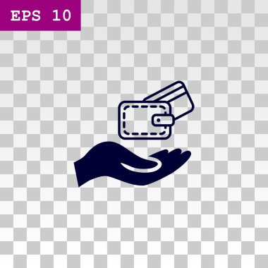 m-cüzdan ve el web simgesi. 