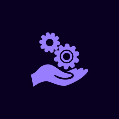 Dişli tekerlekli mekanizma el simgesi