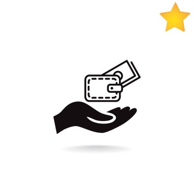 m-cüzdan ve el web simgesi. 