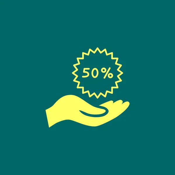 50% voor het pictogram van een hand. — Stockvector