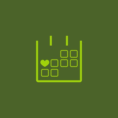 Sevgililer günü simgesi ile takvim