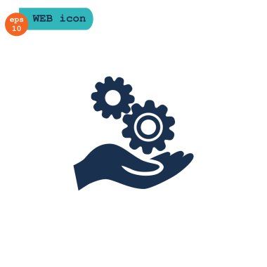 Dişli tekerlekli mekanizma el simgesi