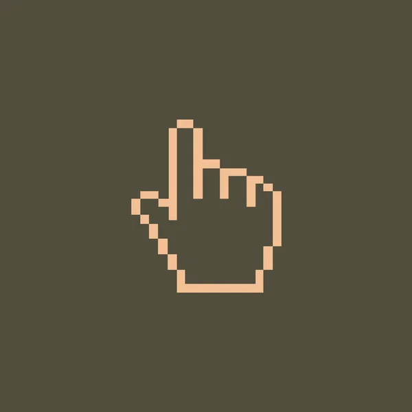 Pixel mano puntero icono del cursor — Vector de stock